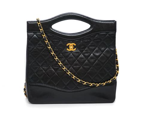 chanel black tote bag with silver chain|chanel 31 large shopping bag.